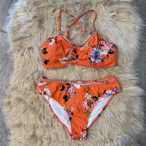Cupshe Orange Floral Bikini Set